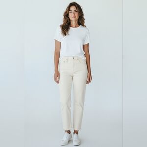 Citizens Of Humanity Agnes Midrise Slim Straight In Winter Cream Corduroy